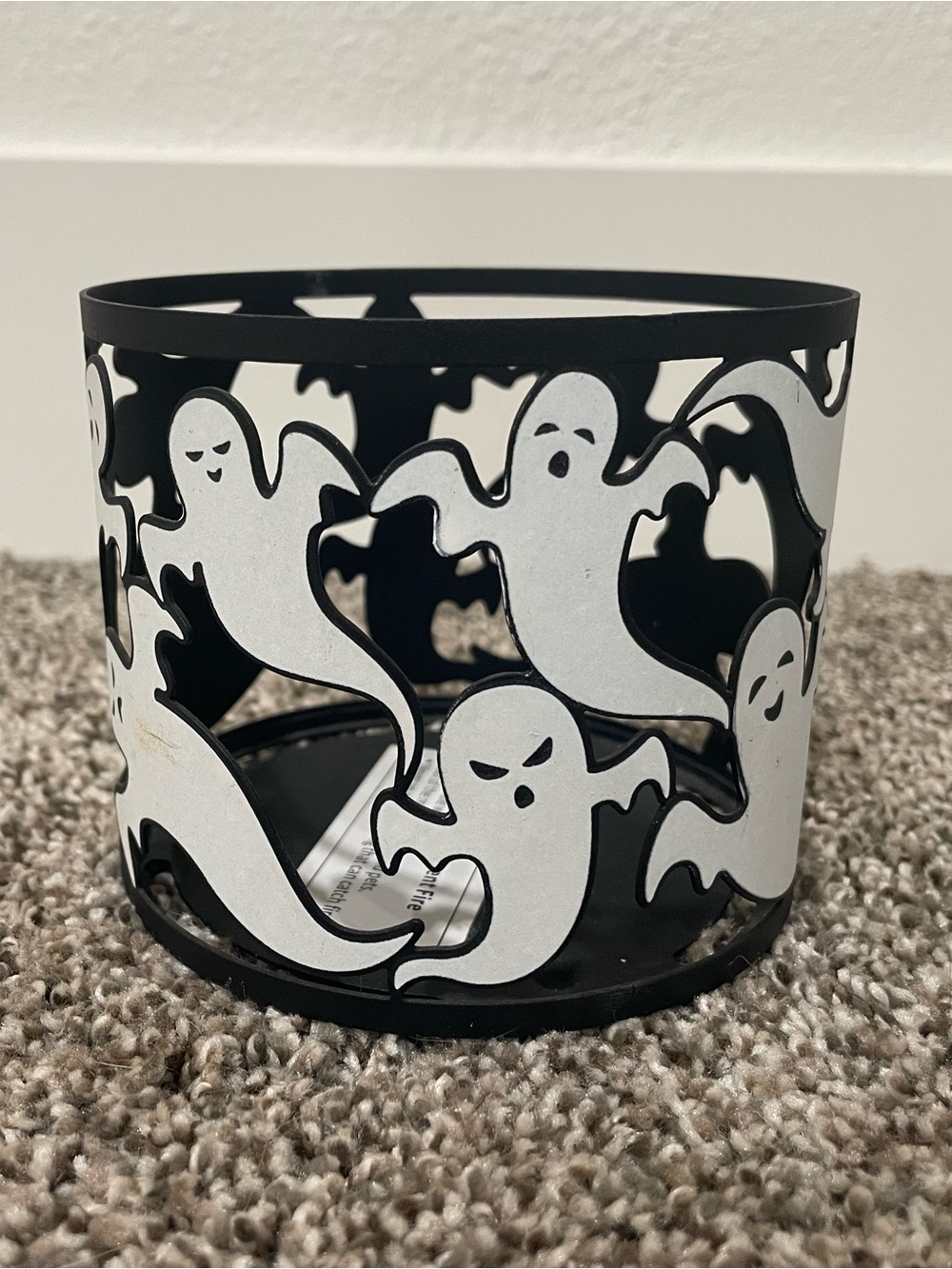 Ghost Cutout Metal Candle Holder - Black and White and glow in the dark